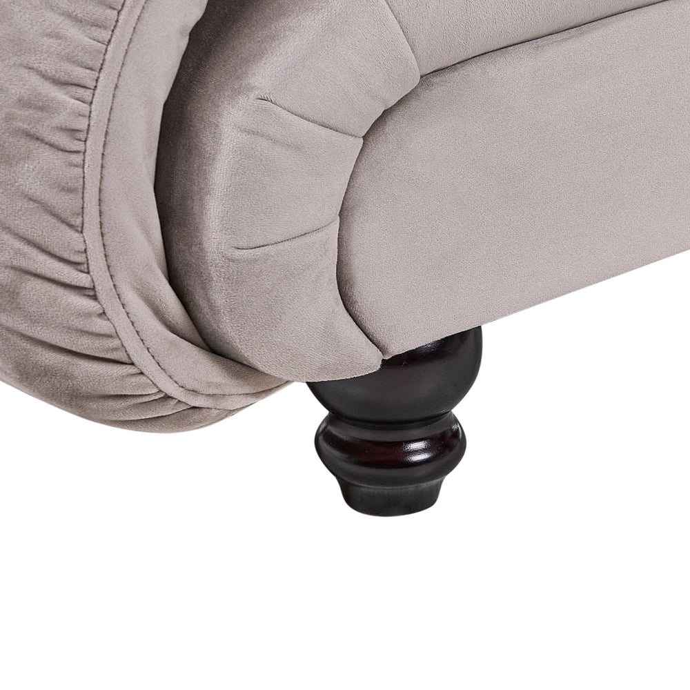 Chaise longue Taupe Rivestimento in Poliestere Destra Imbottitura Biscuit Gambe Nere Design Moderno