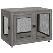 Gabbia per Cani, Gabbia per Cuccioli, con Piano, Cuscino Idrorepellente, Griglie in Acciaio, Piedini Regolabili, 94x60x71.5 cm, Grigio