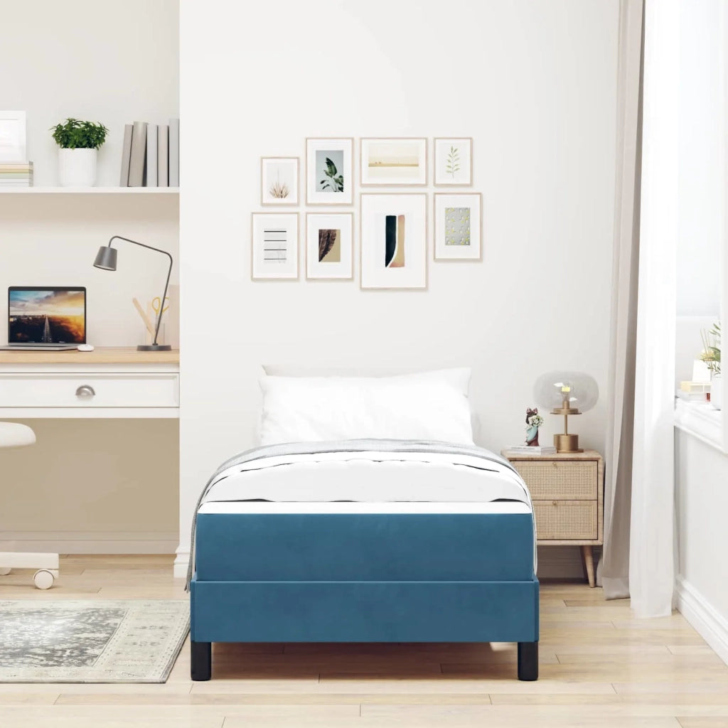 Letto a molle con materasso Blu Scuro 90 x 200 cm Tessuto 3398669