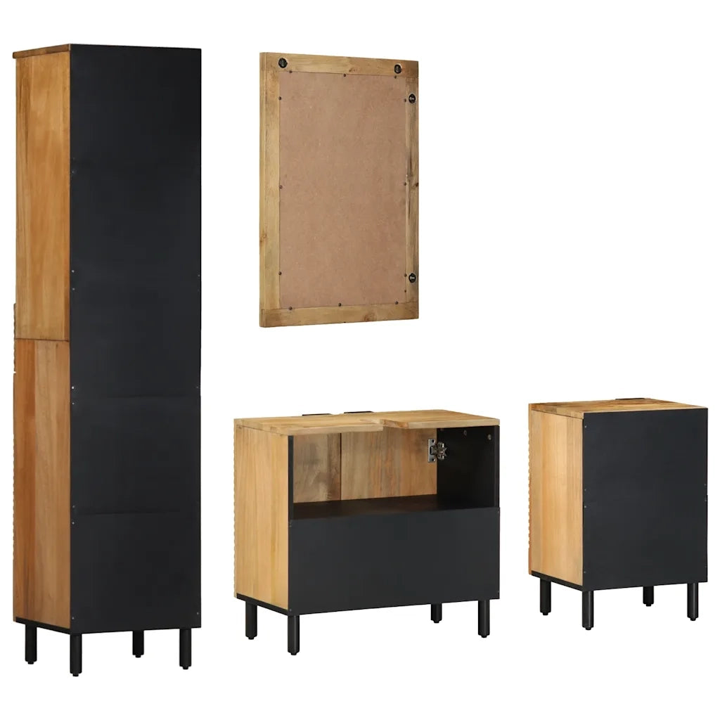 Set Mobili da Bagno 4 pz Marrone in Legno Massello di Mango 3310008