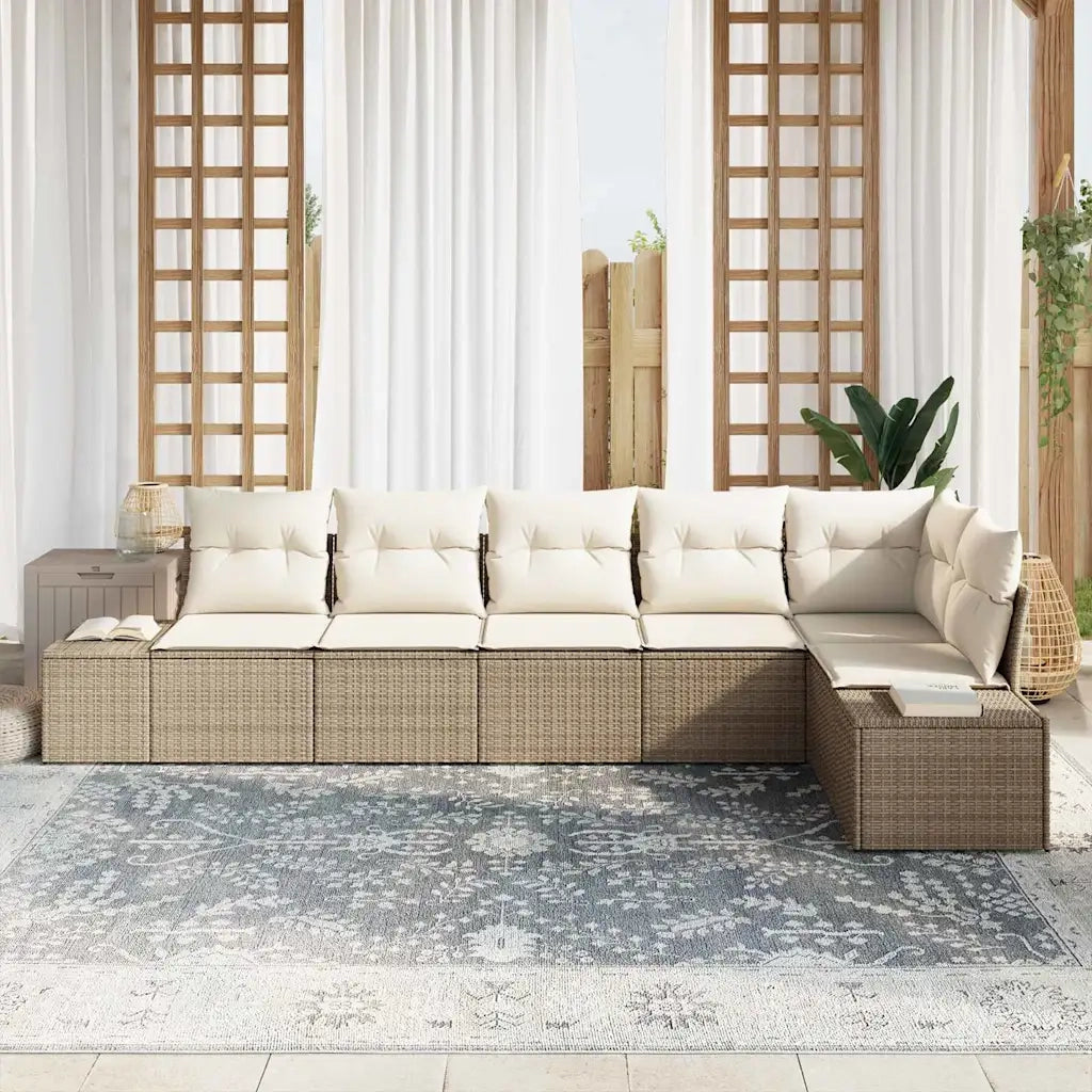 Set Divano da Giardino 6 pcs Beige e Crema polyrattan 3347081