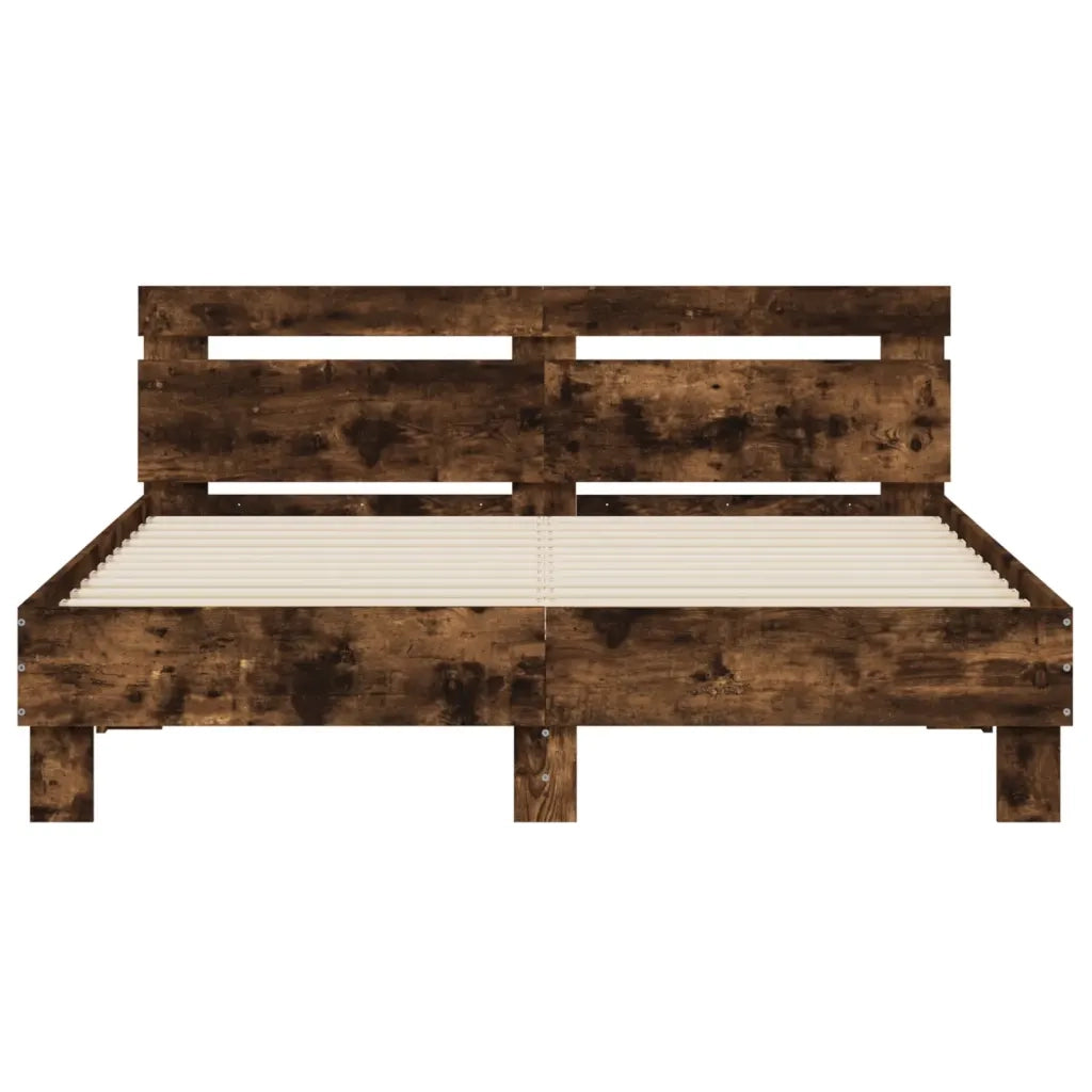Giroletto con Testiera-Struttura Letto con testiera Rovere Fumo 140x190 cm Legno Multistrato