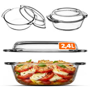 KADAX Piccola pirofila da forno con coperchio, 2,4 L, rotonda in vetro