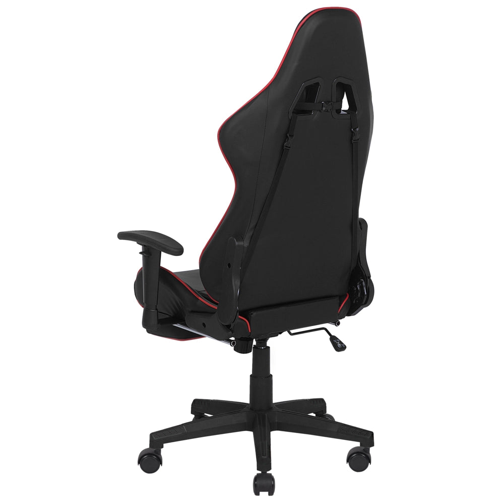 Sedia Gaming Nero Rosso Ecopelle Girevole Regolabile Braccioli e Poggiapiedi Regolabile in Altezza Moderna
