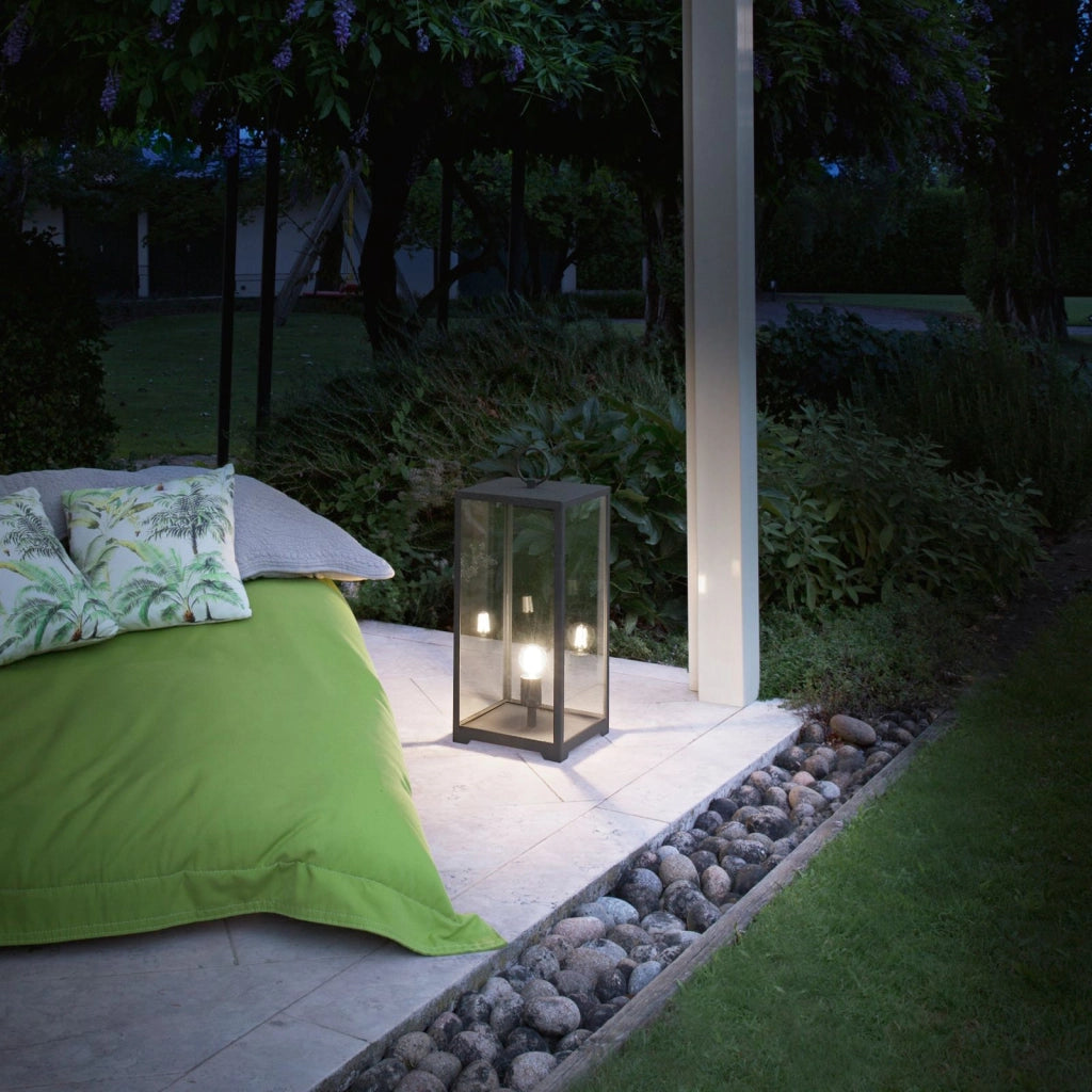 LUME MIRAGE ANTRACITE 1 LUCE ATTACCO E27 IP44 25X25X53CM CAVO 250CM IN METALLO E VETRO