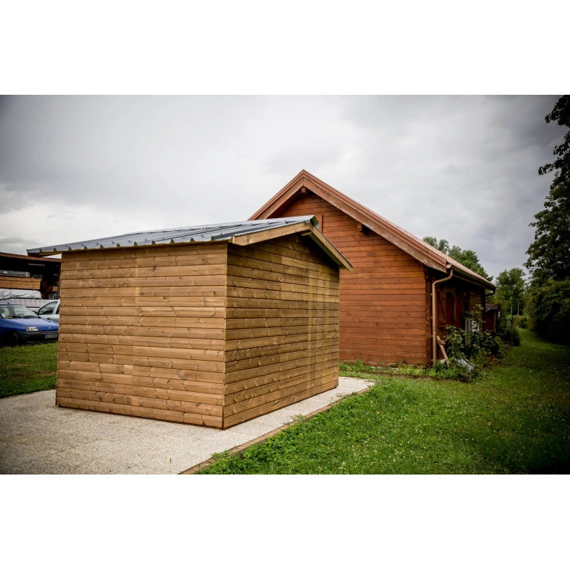 Casetta da giardino in legno termo-trattato 19 mm – 316x240 cm – tetto acciaio e porta finestrata – THE3224.02T Foresta