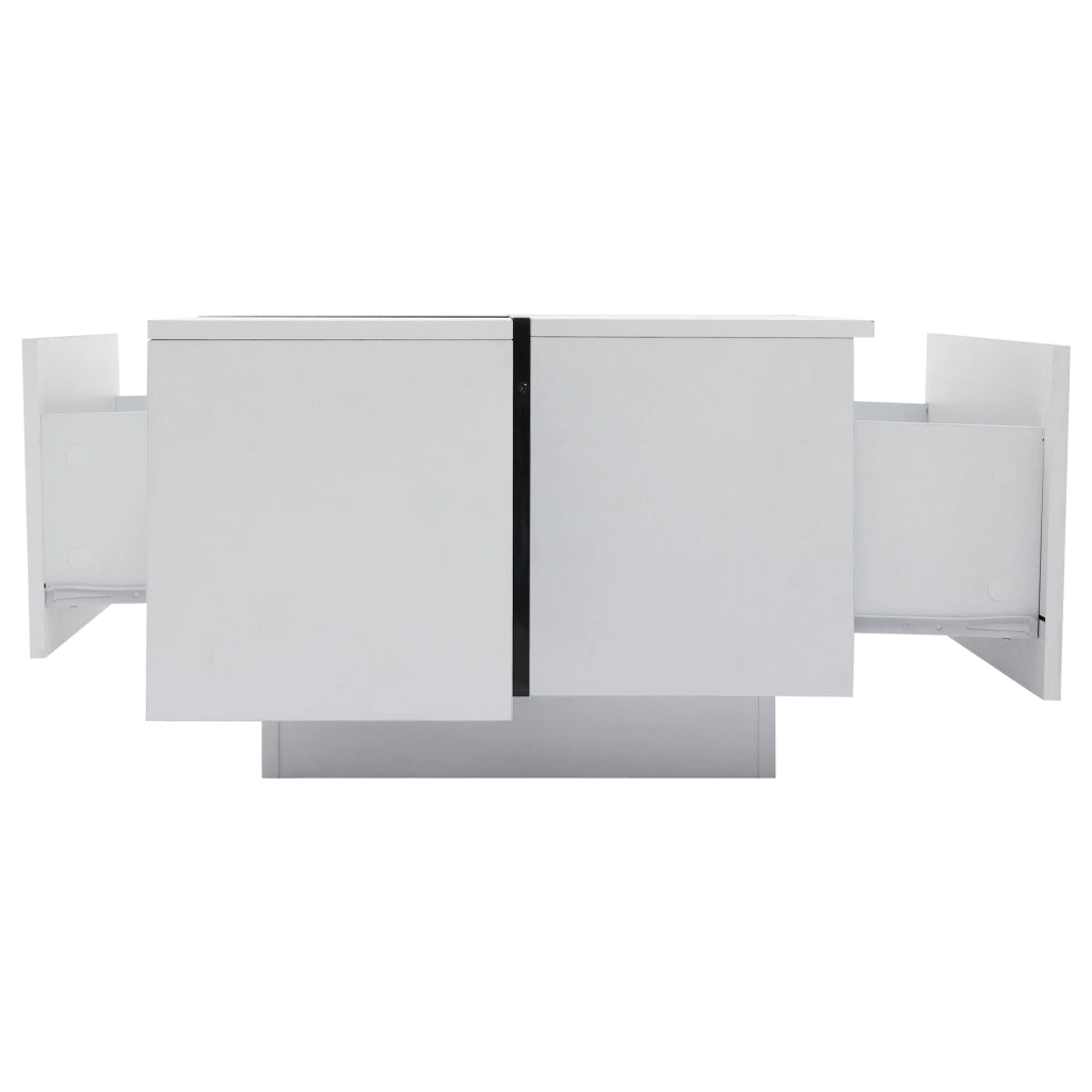 Tavolino da caff¨¨ moderno bianco e nero 100 x 60 x 40 cm con 4 cassetti e piano lucido
