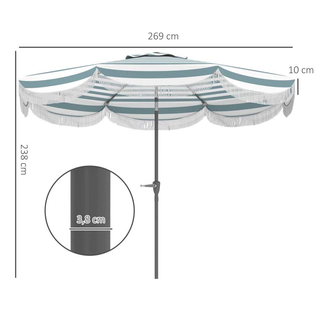 Ombrellone da giardino inclinabile 2.7m UPF 30+ ¨C zephmum ¨C 8 baleine blu chiaro e bianco