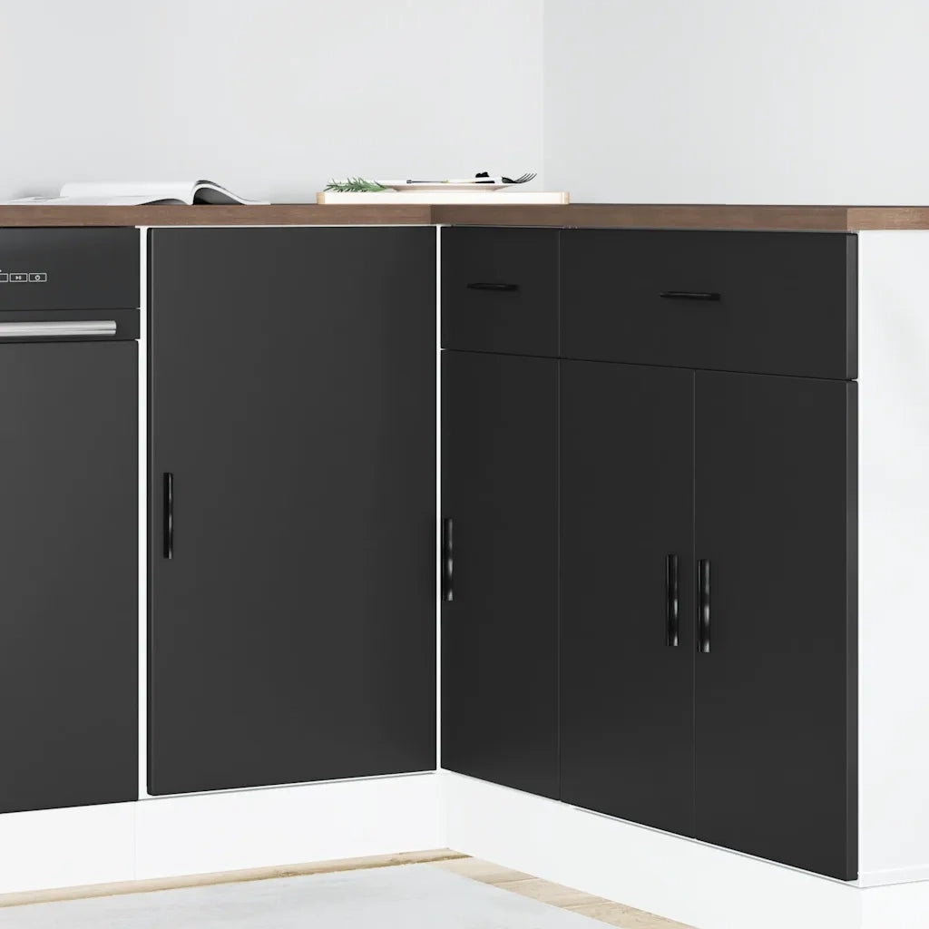 Mobile Base Lavello "Lyon"-Armadietto da bagno Nero in Legno Multistrato