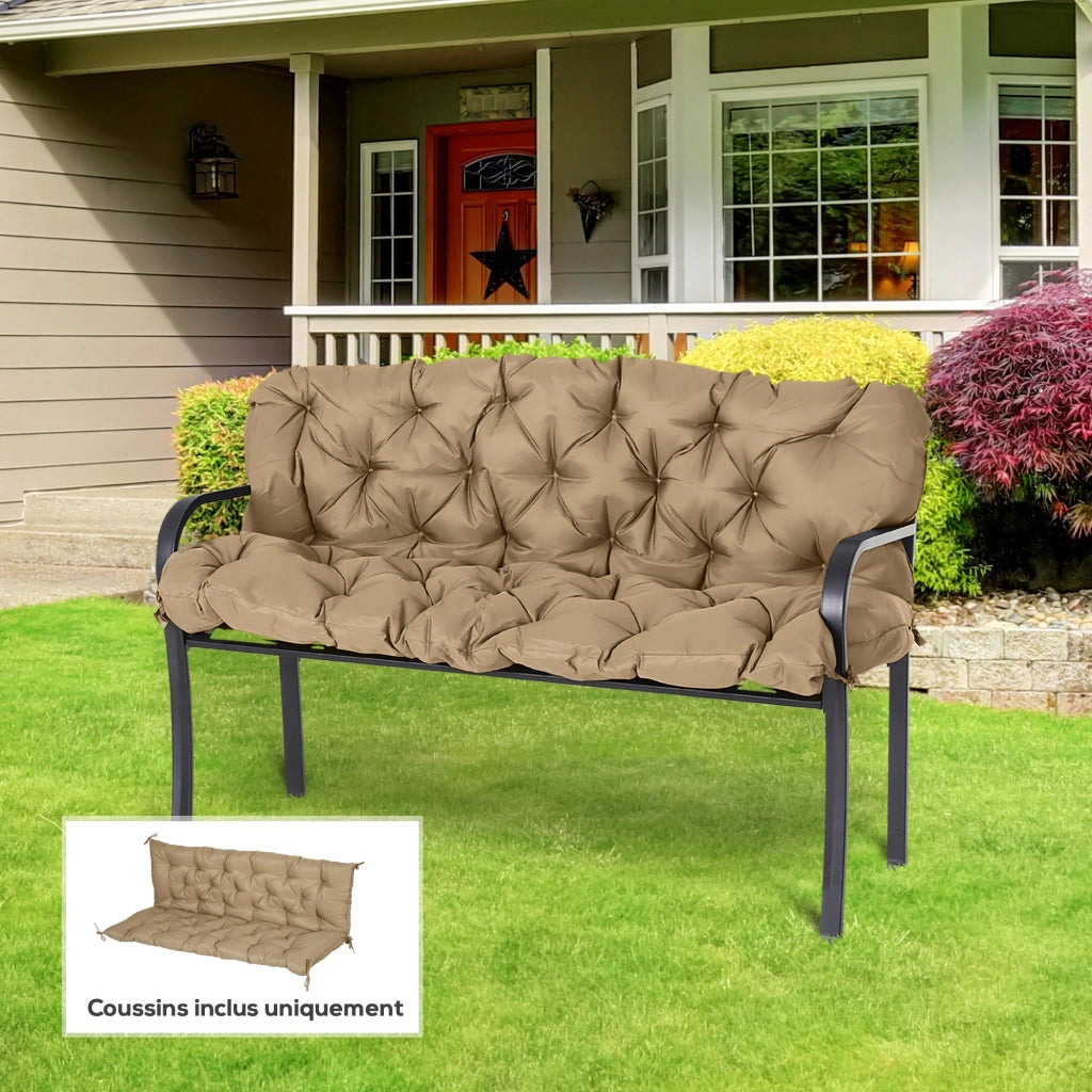 Cuscino per Divano da Giardino 3 Posti ¨C zephmum ¨C Kaki Chiaro 150x98x8 cm