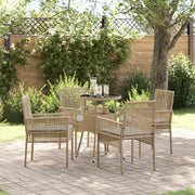 Set da Pranzo da Giardino Beige in Polyrattan 5 Pezzi