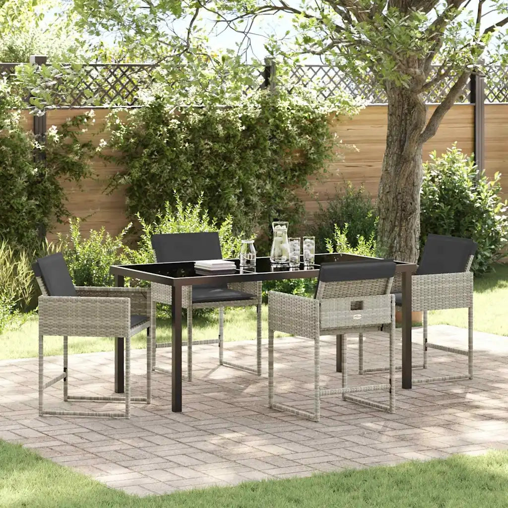 Set da Pranzo per Giardino 5 pcs Grigio chiaro polyrattan 3380735