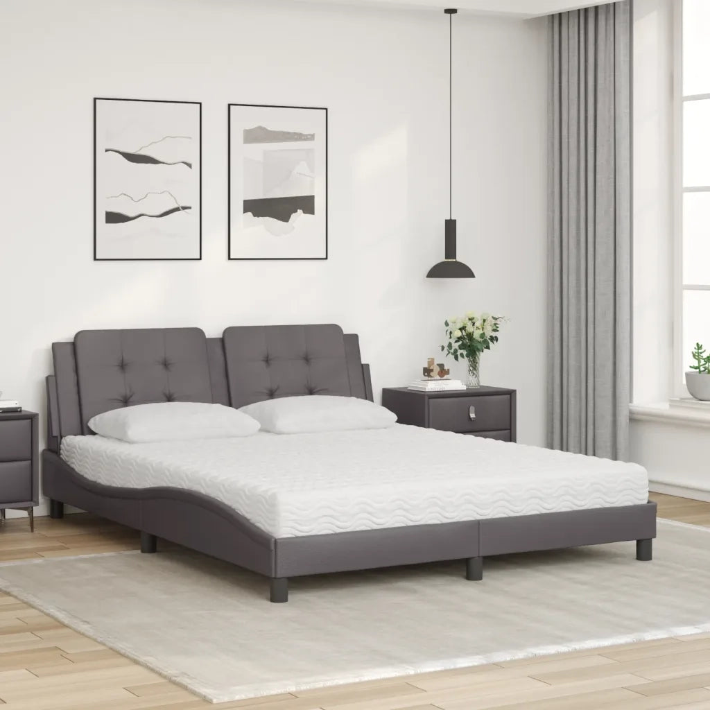 Letto con Materasso Zadar Grigio 160x200 cm in Similpelle 3208876