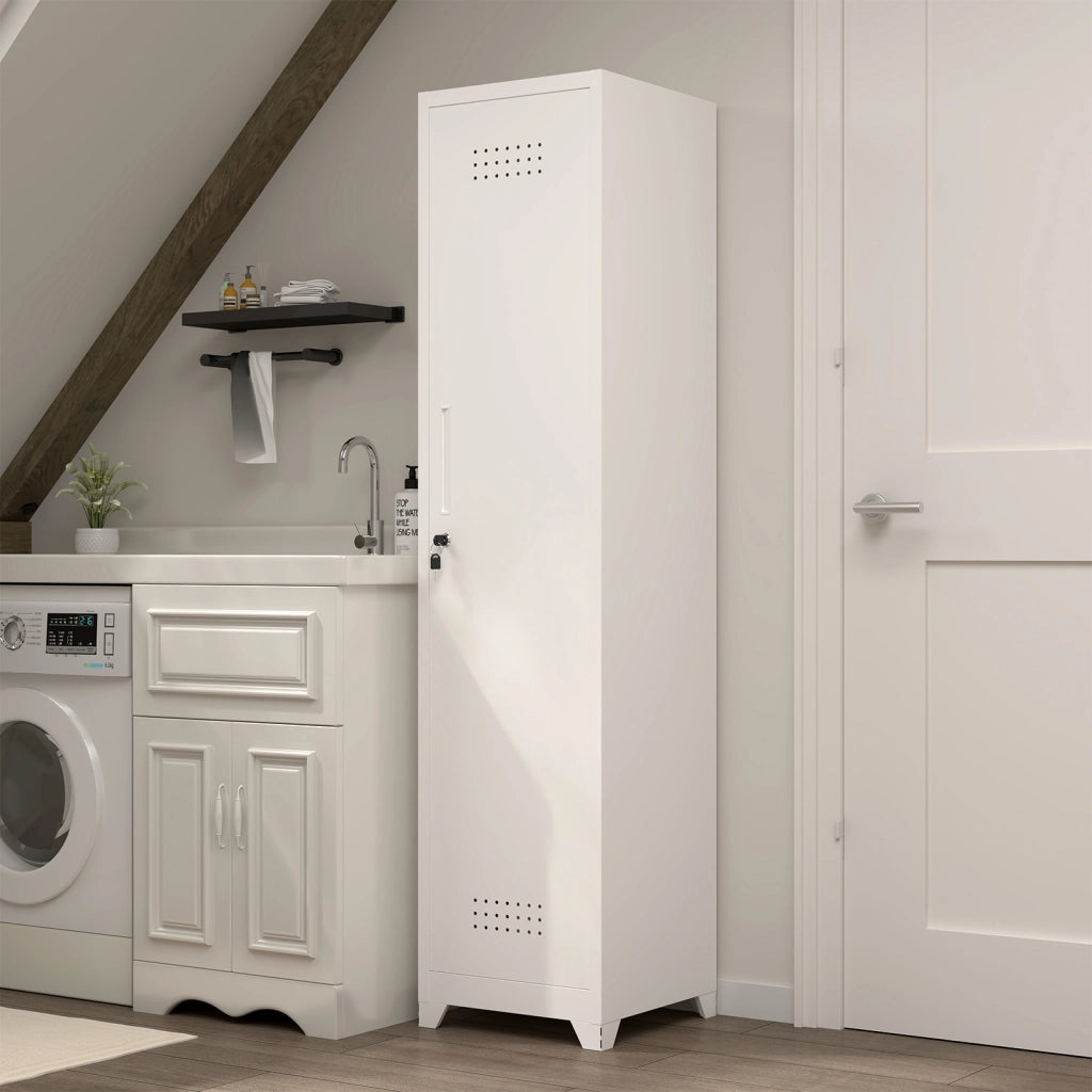 ARMADIO PORTASCOPE STRETTO 40x40x165 cm Metallo Bianco