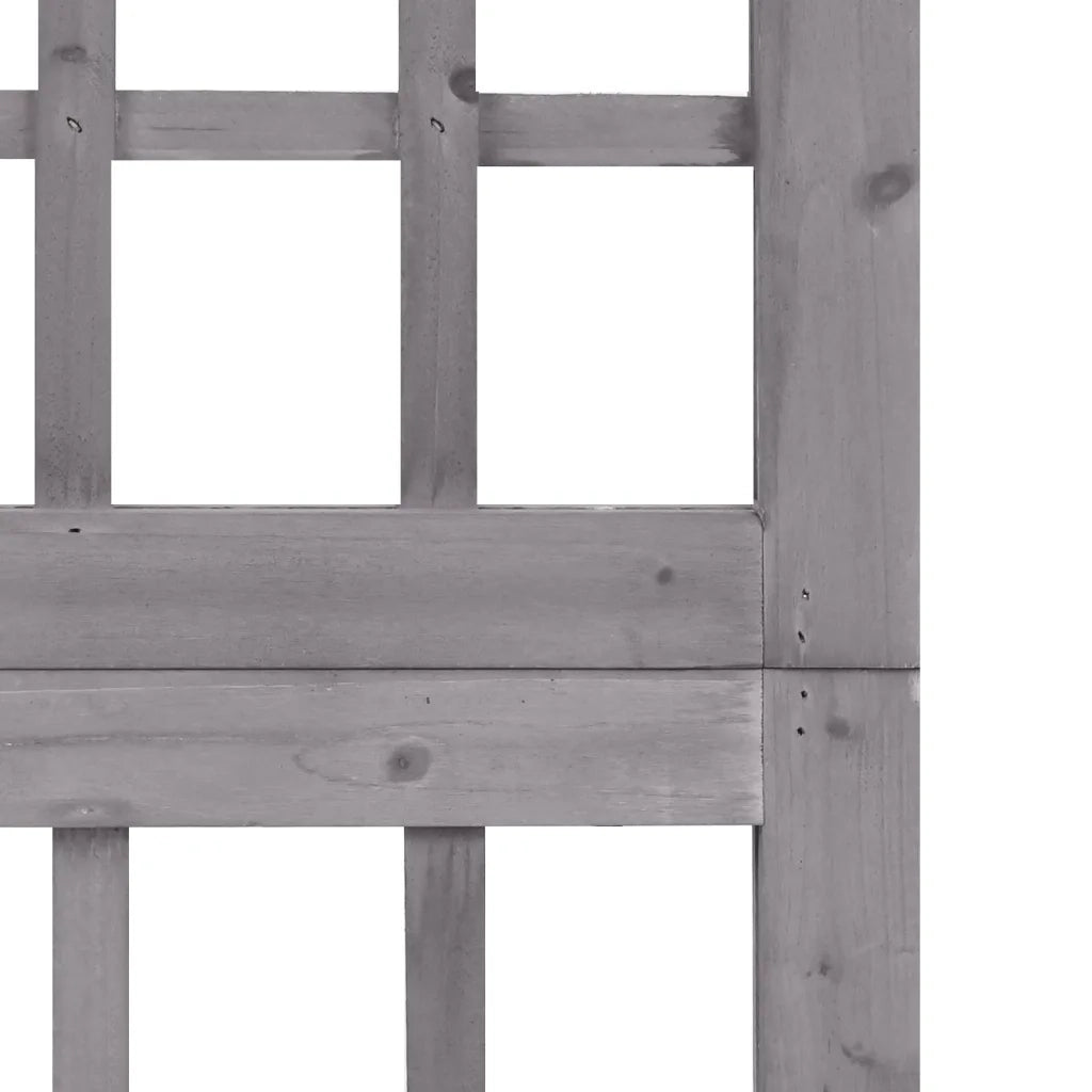 Divisorio a 4 Pannelli in Legno di Abete Grigio 161x180 cm 316487
