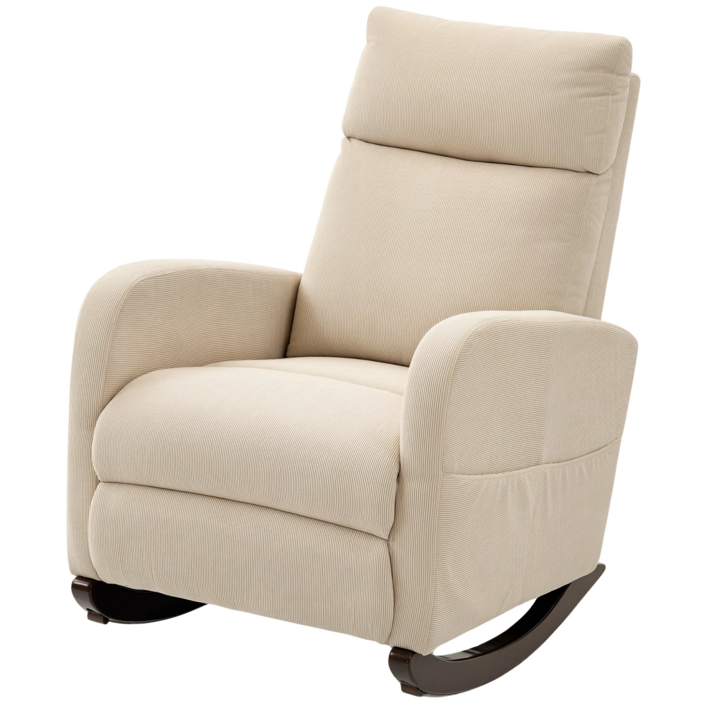 Poltrona dondolo imbottita ¨C zephmum ¨C Beige in tessuto cord