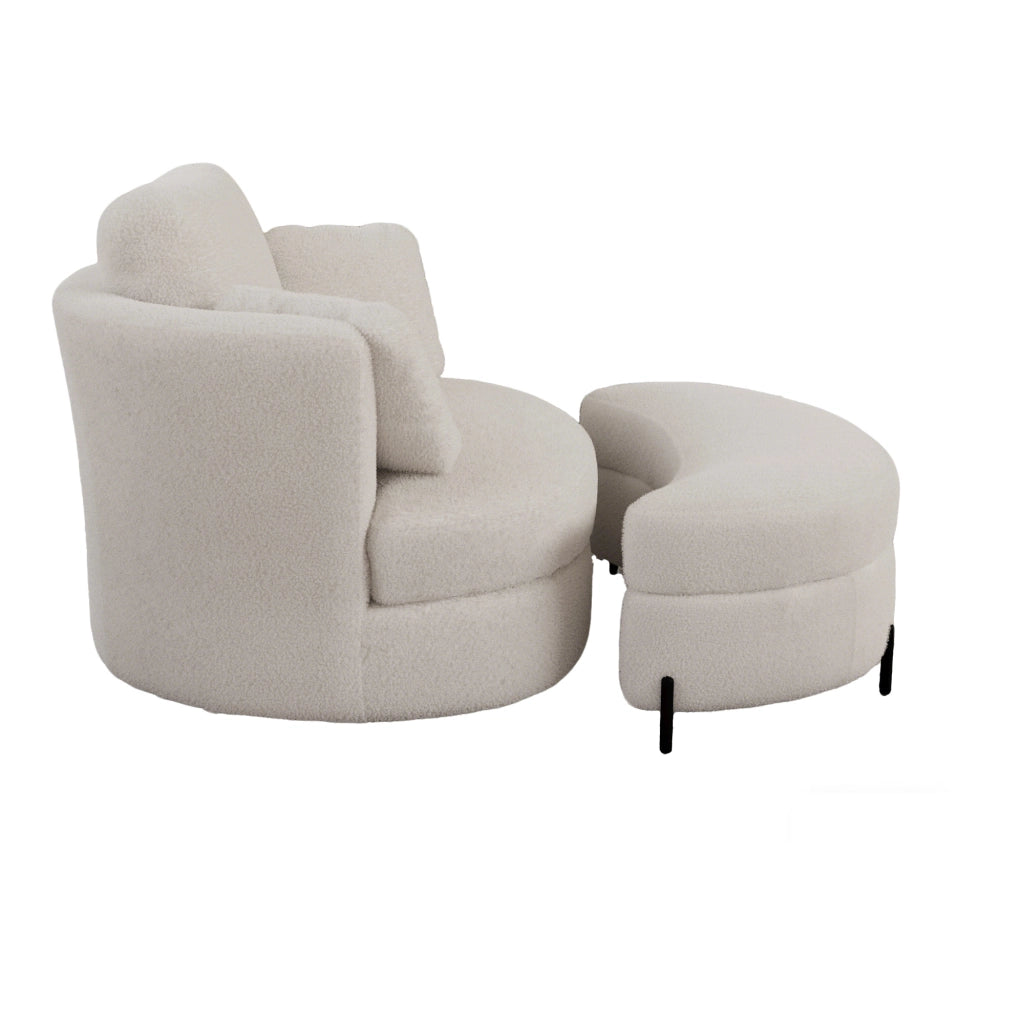Poltrona XXL con Pouf Contenitore ¨C Xylo ¨C Ecopelle Bianca, Cuscini, Relax