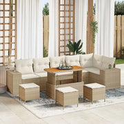 Set Divano da Giardino 10 pcs Beige e Crema polyrattan 3363981