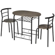 Set Bistrot da 3 Pezzi con 1 Tavolo e 2 Sedie, 80 cm x 53 cm x 74,5 cm, Nero