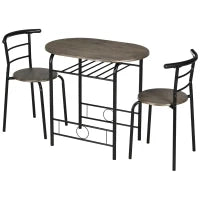 Set Bistrot da 3 Pezzi con 1 Tavolo e 2 Sedie, 80 cm x 53 cm x 74,5 cm, Nero