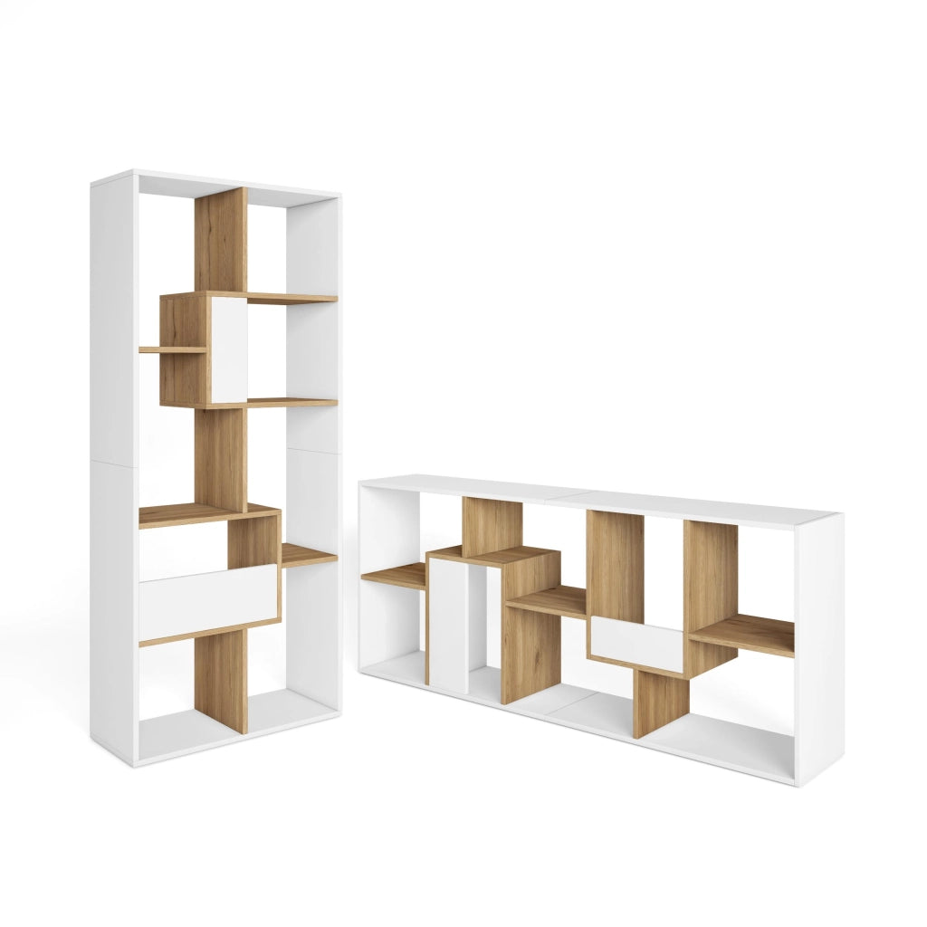 Libreria scaffale, 162x67x31cm, Per libri, Bianco e Rovere RF4123
