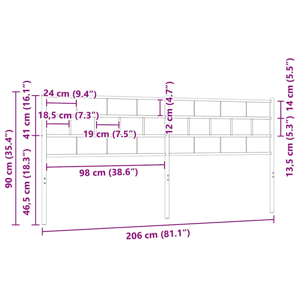 Testiera di Ricambio in Metallo Nero 200 cm 355697