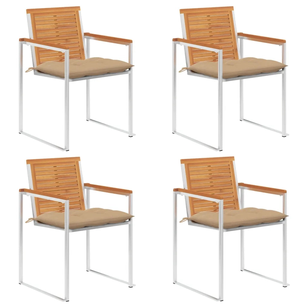 Sedie da Giardino con Cuscini 4 pz in Legno Massello di Acacia cod mxl 72249