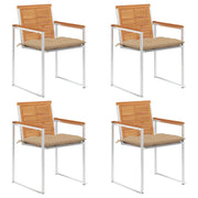 Sedie da Giardino con Cuscini 4 pz in Legno Massello di Acacia cod mxl 72249