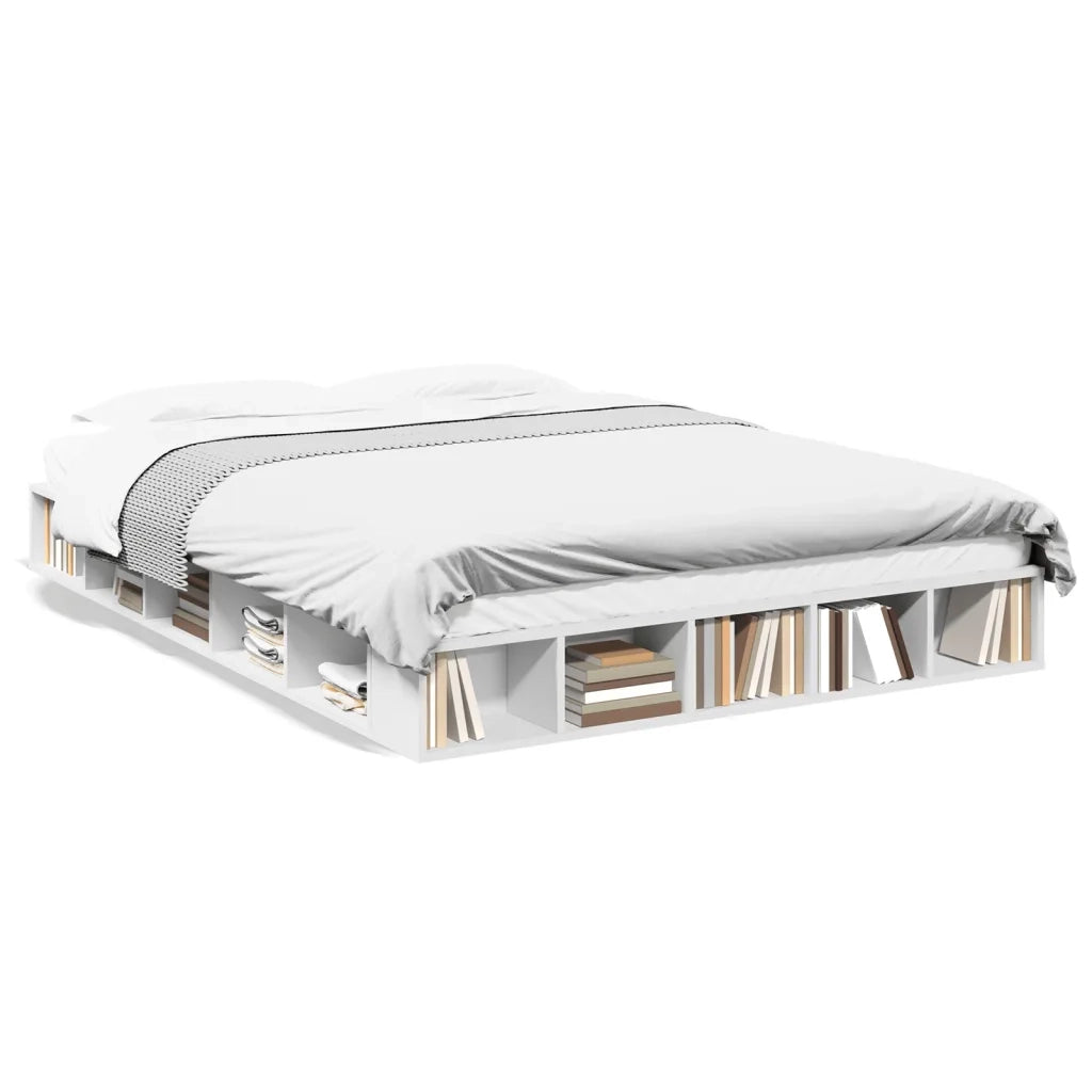 Letto matrimoniale | Letto per adulti | Giroletto Bianco 150x200 cm in Legno Multistrato