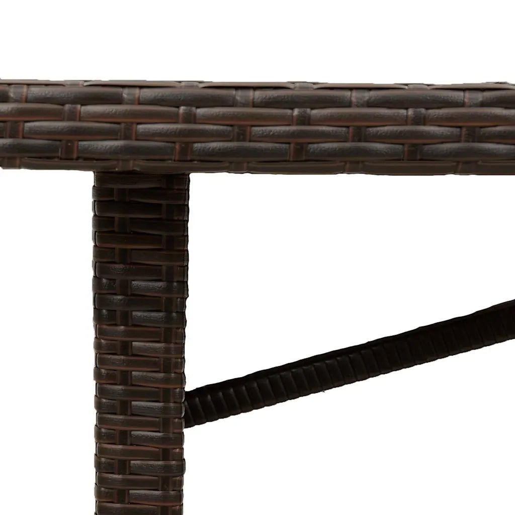 Tavolo Giardino | Tavolino da esterno Piano Vetro Marrone 190x80x74cm Polyrattan
