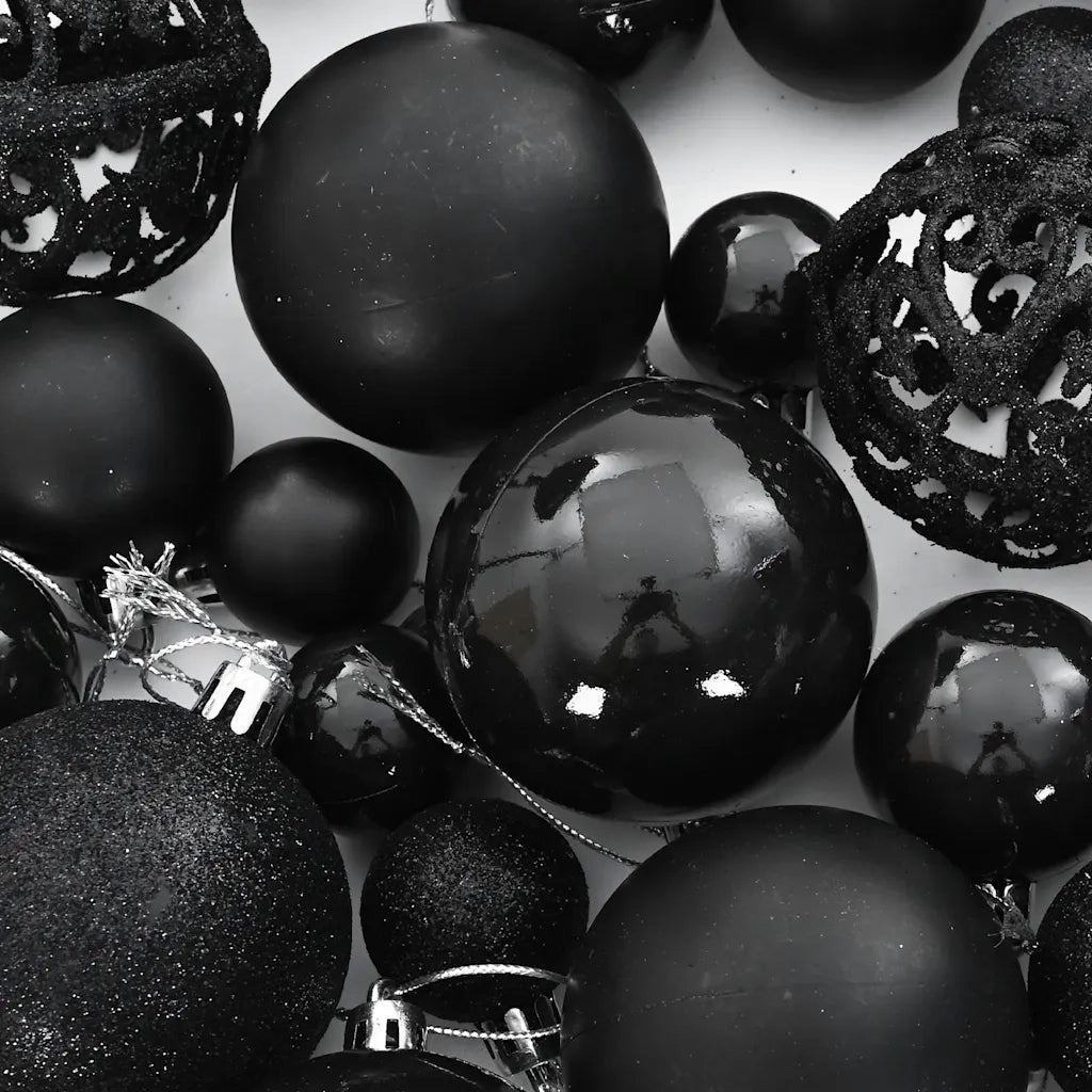 Set Palline di Natale 111 pz Nero in Polistirene