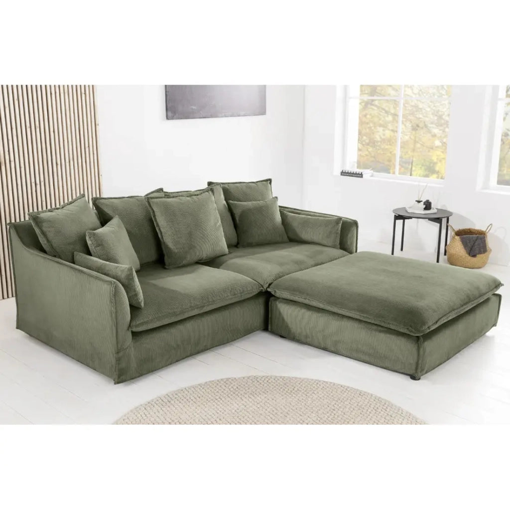 Divano ad angolo KALIA – Verde scuro – 4 posti – Angolo reversibile – contemporaneo