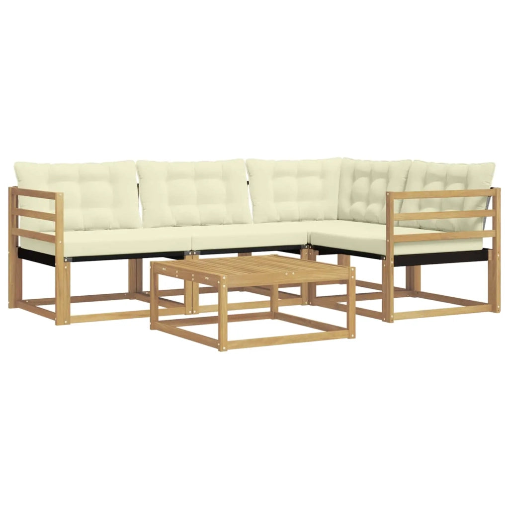 Set di divani da esterno 5 pcs Bianco e Crema 79 x 79 x 37 cm