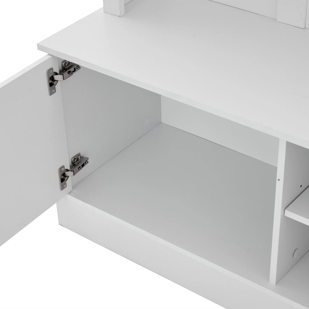 Mobili da ingresso con panca portascarpe e appendiabiti, 2 ripiani, per corridoio, bianco, 120 × 40 × 190 cm
