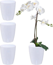 Set di vasi per orchidee di 4 pezzi - diametro 12 cm - vaso autosostentante - sistema di evaporazione - indicatore del livello dell'acqua - bianco - 13 litri - per uso interno