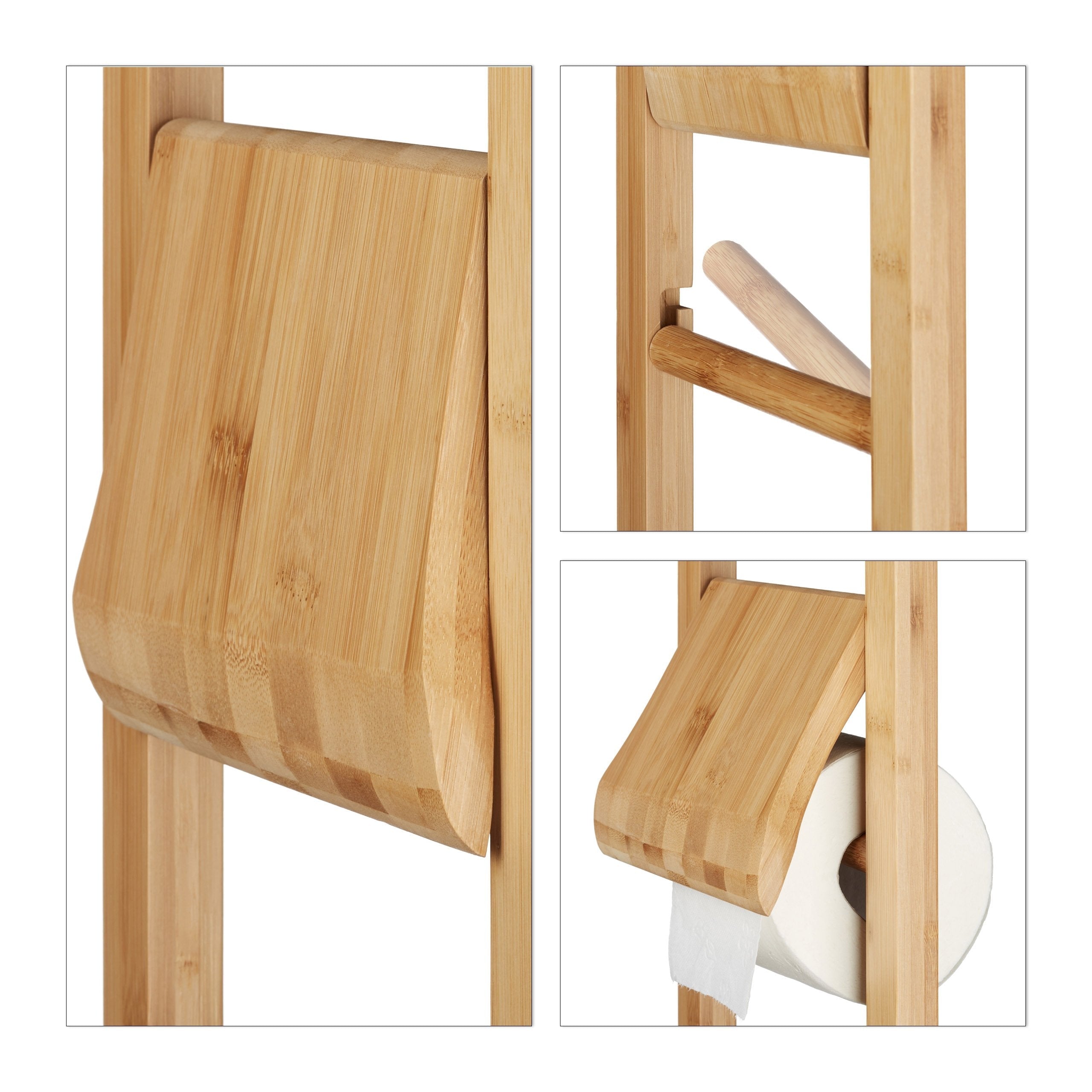 Porta carta igienica con portariviste in bambù 81,5 cm 3213041