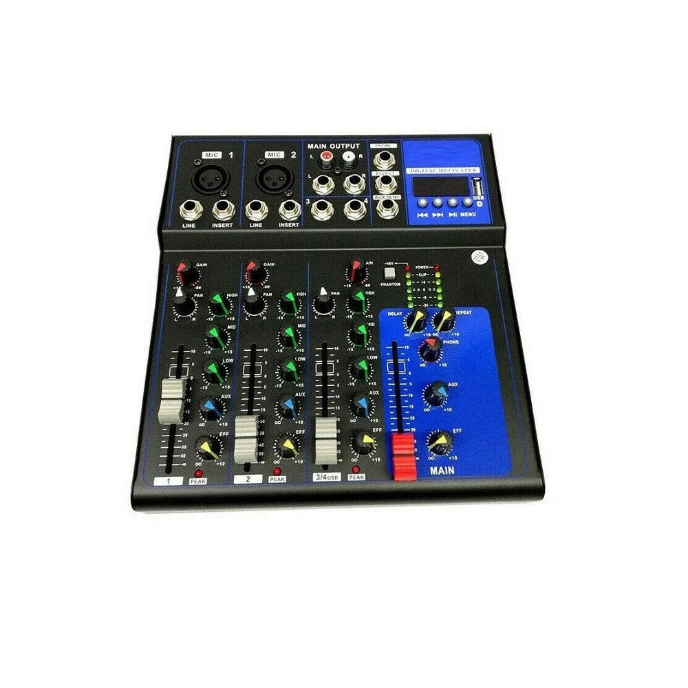 Trade Shop - Mixer Audio Professionale 4 Canali Usb Con Echo-delay Dj Karaoke Pianobar -