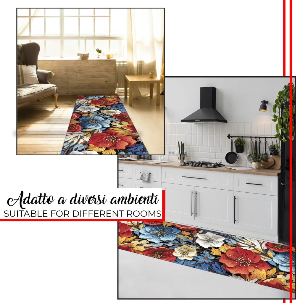 Tappeto Cucina Gomma Pvc 51x140 cm Antimacchia Passatoia Antiscivolo Antisfilo Lavabile Dis_H