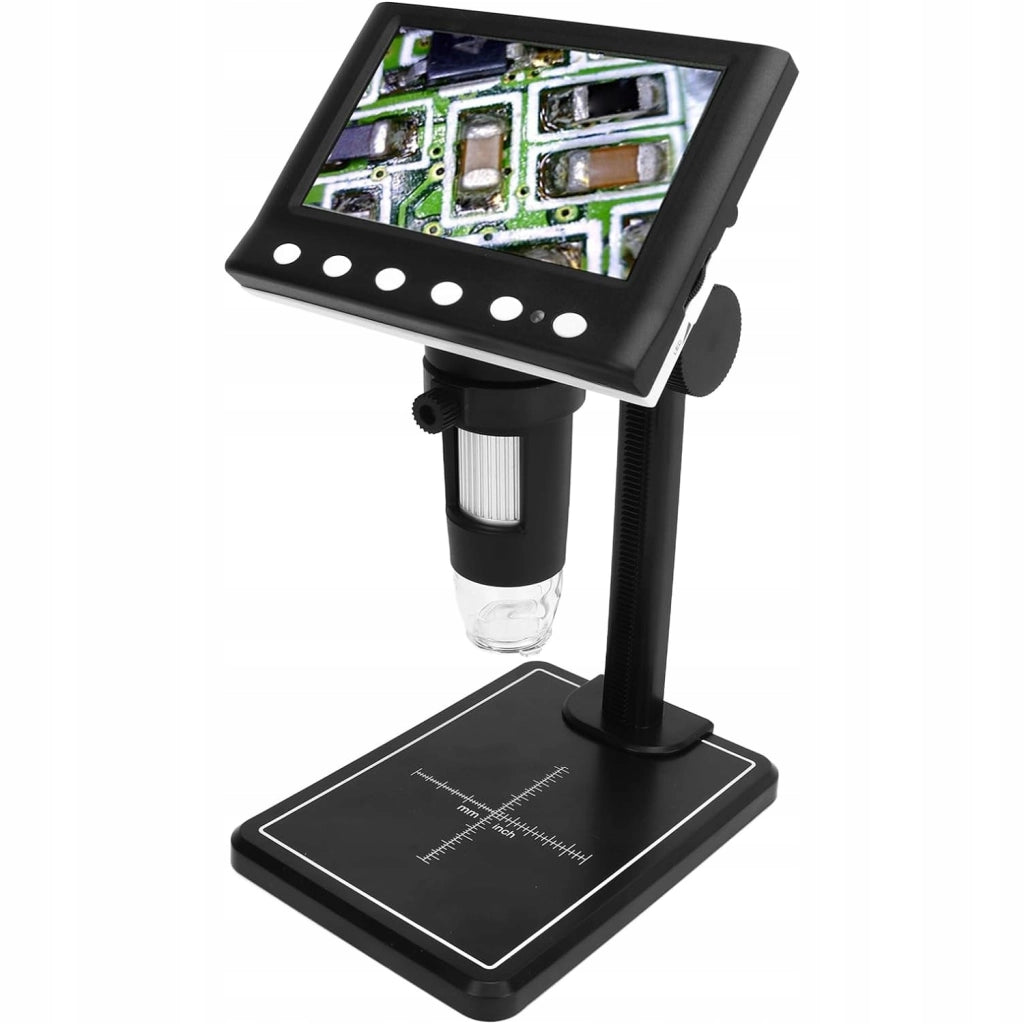 Mikroscopio Digitale con Display 4,3" + Stazione Saldante 2in1 – Ingrandimento 40X-1000X, 8 LED, Potenza 660W, USB
