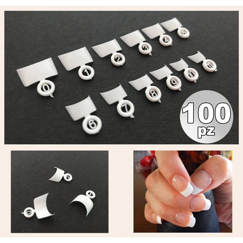 Trade Shop - Set 100 French Wrap Bianco Mezze Tips Tip Per Mani Ricostruzione Unghie Finte -