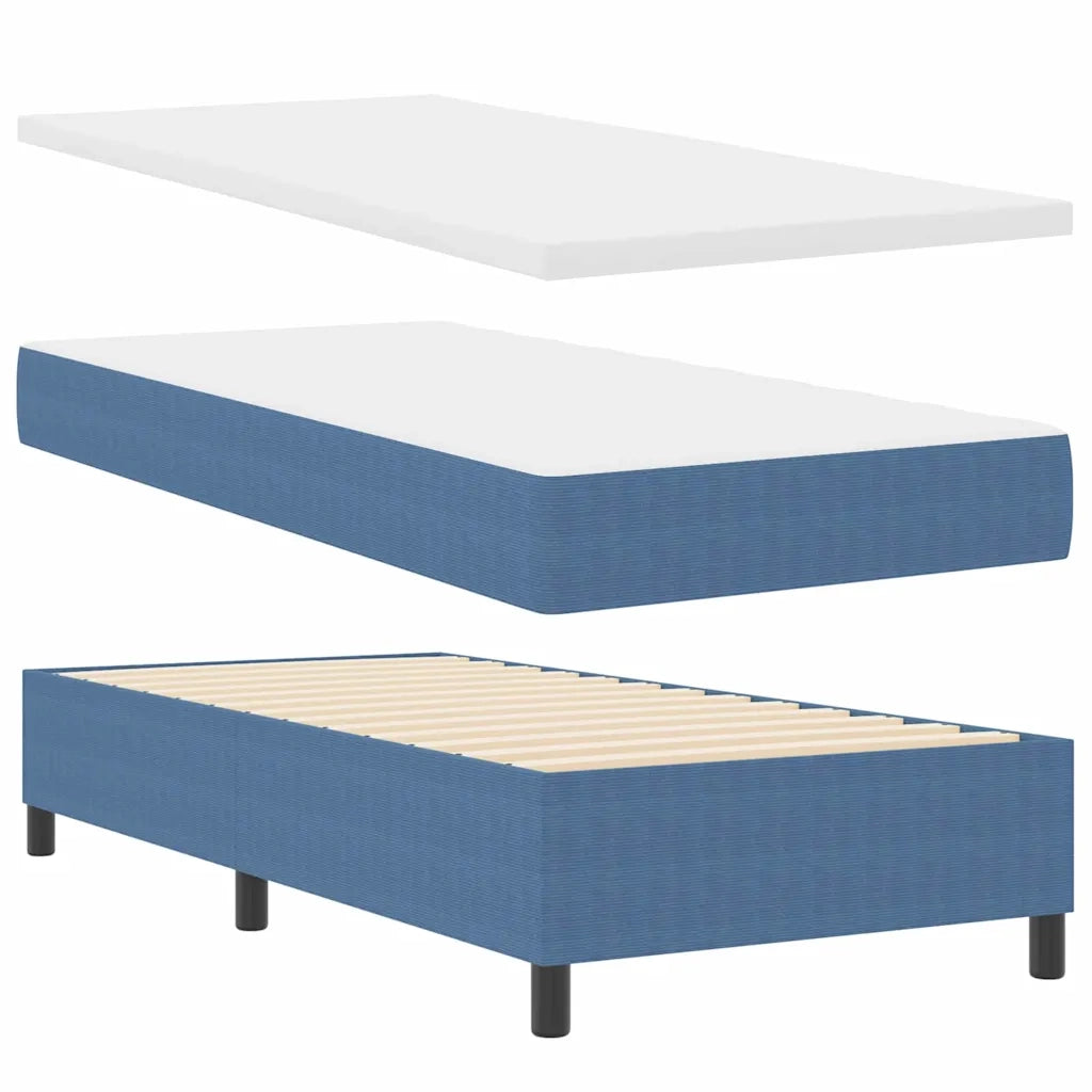Letto a molle Blu e Bianco 90 x 190 cm Tessuto in Cords 3337440