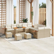 Set Divano da Giardino con cuscino 14 pcs Beige e Crema