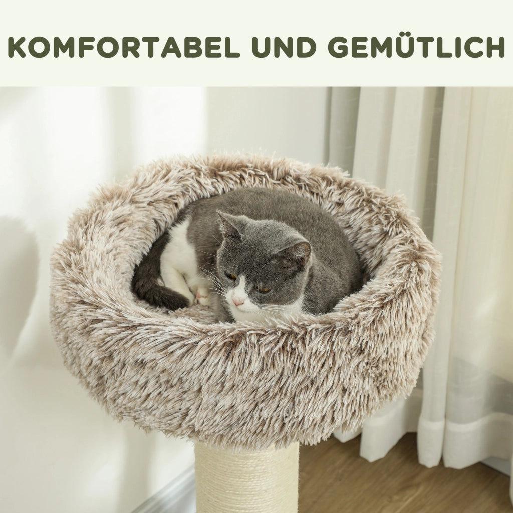Albero per gatti con letto in peluche e tiragraffi ¨C zephmum ¨C 87x45x45 cm marrone