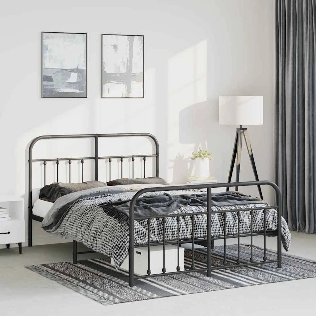 Giroletto con Testiera e Pediera Metallo Nero 135x190 cmcod mxl 105247