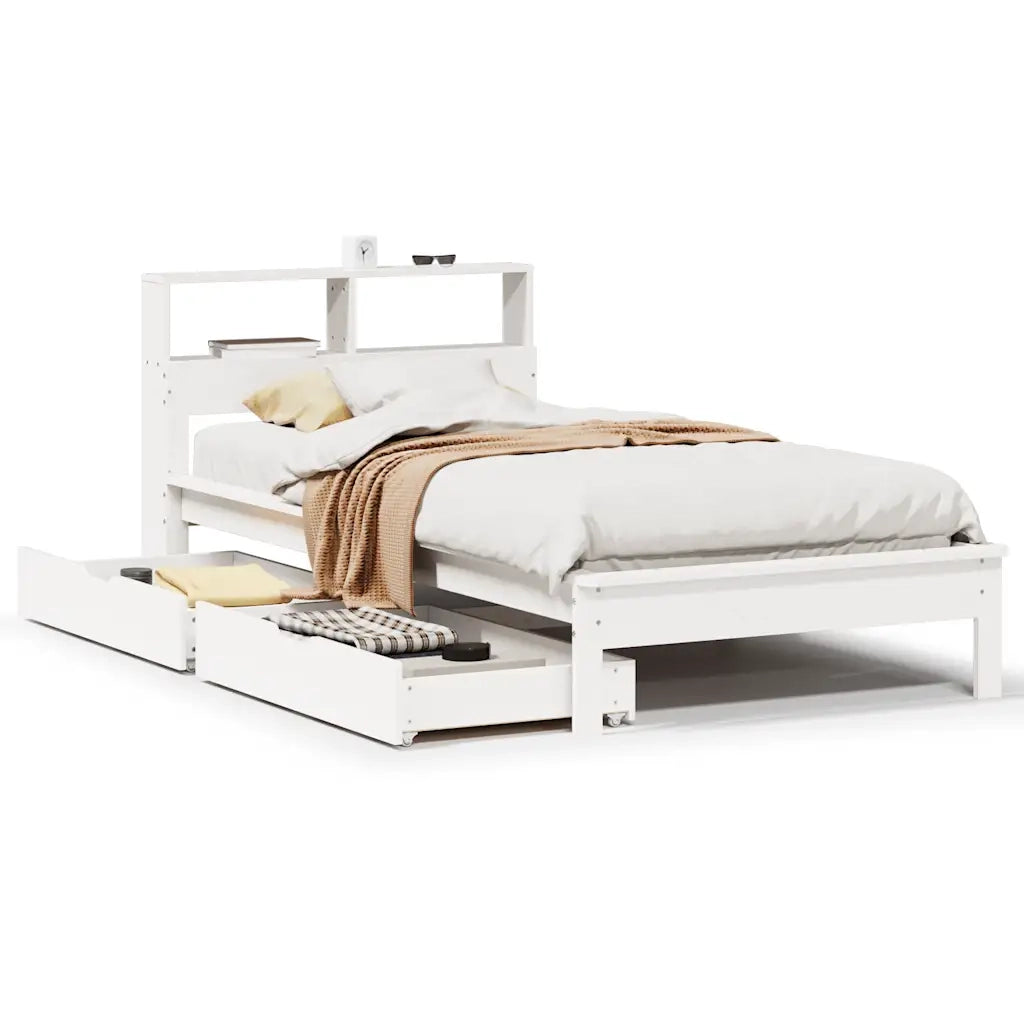 Letto Libreria senza Materasso Bianco 100x200 cm Legno di Pino 3309816