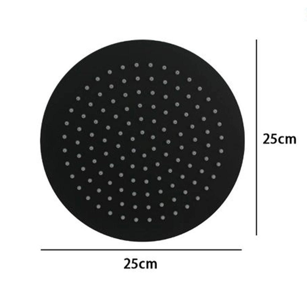 Trade Shop - Soffione Doccia Ultra Slim Rotondo ø25cm Nero Attacco Universale ½ Bagno Miscelatore 87885 -