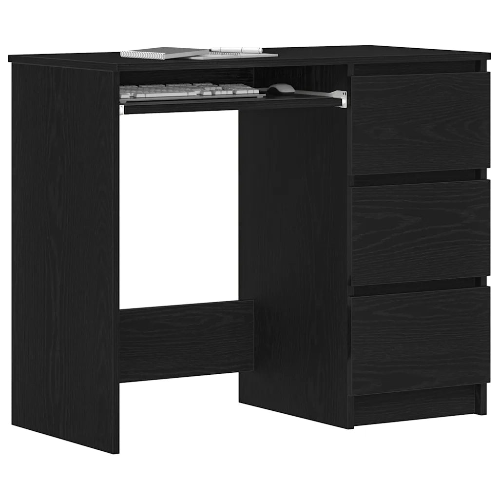 Scrivania Rovere Nera 90x45x76 cm in Legno Multistrato 862490