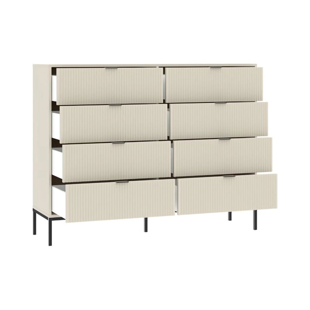 Lamila, Cassettiera 8 Cassetti, 150x40x116h cm Beige Cashmere