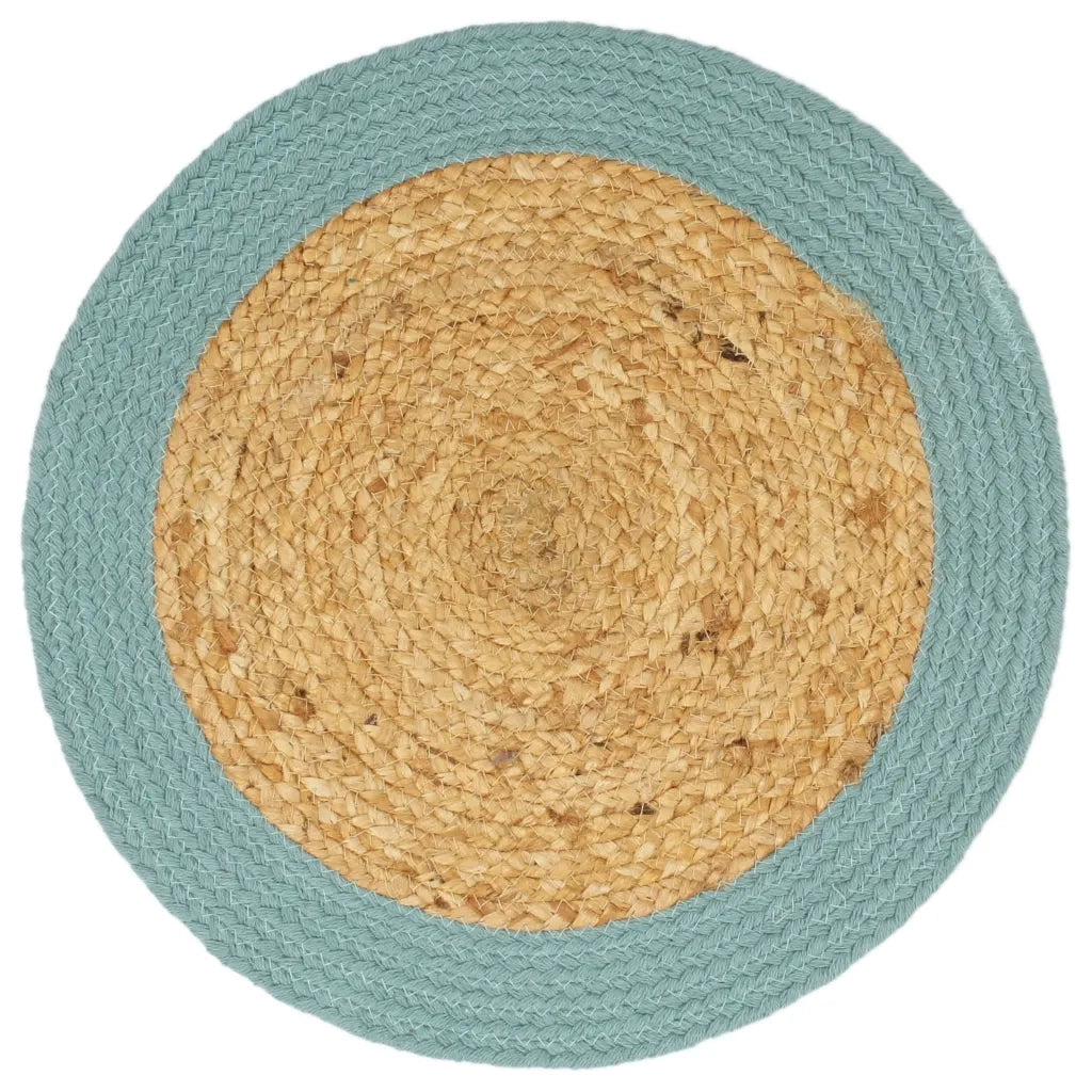 Tovagliette 6 pz Naturale e Verde 38 cm in Juta e Cotone cod mxl 68865