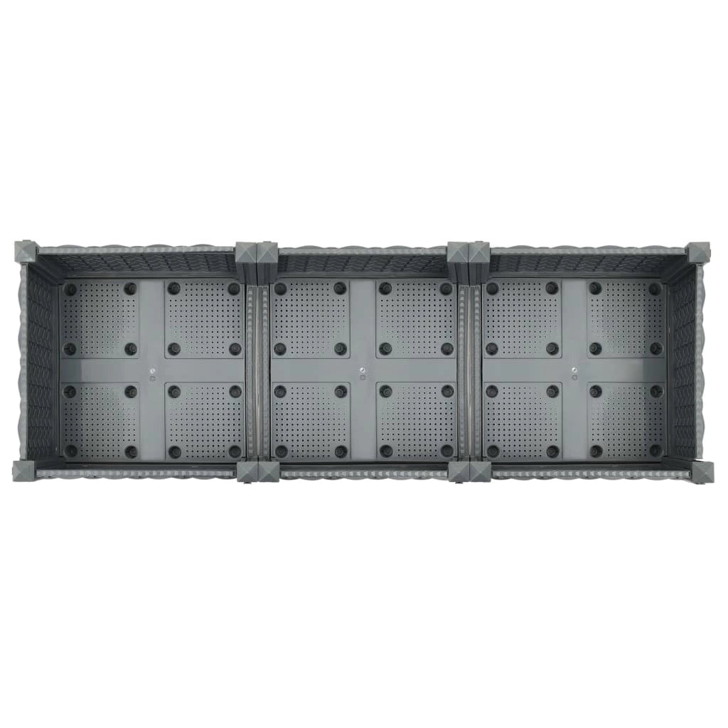 Fioriera rialzata per piante e fiori giardino 120 x 40 x 23 cm polipropilene grigio scuro 02_0000902